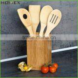 Bamboo Spoon Holder With Four Utensils/Kitchen Spoon Rest Organizer/Homex_FSC/BSCI Factory thumbnail-1