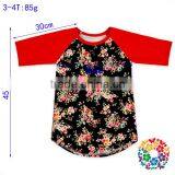 Smocked Children Clothing Wholesale 1/2 Sleeve Floral Raglan Children's T-shirts thumbnail-5