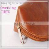 Brown Cosmetic Bag Custom Cosmetic Bag Make up Bag Brass Zipper Four Size Available thumbnail-4