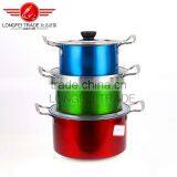 New Design 3pcs Colorized Stainless Steel Soup Pot thumbnail-1