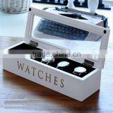 Pine Customize Multicellular Glass Display Wooden Box 4 Grids Packaging Box Tea Storage Gift Jewelry Box 15*15*5.2cm thumbnail-4