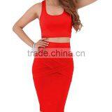 Womens Sexy Crop Top Long Skirt Two Piece Black Club Dress Bodycon Bandage Dress thumbnail-4
