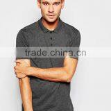 High Quality Custom Short Sleeve Three Button Placket Charcoal Men's Cotton/Polyester 200gsm Casual Polo Tshirt thumbnail-1