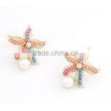 Pearl Paved Starfish Dangle Earring High Quality Gold Starfish Dangle Earrings Sea Theme Earring Jewelry thumbnail-3