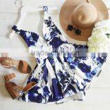 Summer Style Blue Floral Print Women Jumpsuit Romper thumbnail-3