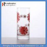 LongRun 9oz Flowers Printed Drinking Water Cylindrical Glass Cup Wholesale thumbnail-1