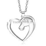 Horse Heart Horse's Head Pendant Necklace Mares Necklace Silver Horse Heart in Love Charm thumbnail-1