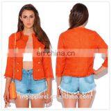 Outdoor Fashion New View Ladies Bright Orange Tweed Blazer Jacket thumbnail-1