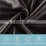 Soft 100% Polyester Real Silk Sleeping Cozy Home Black Plain Satin Body Pillow Case With Logo thumbnail-6