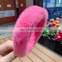 Autumn Hair Accessories Pink Fur Headband thumbnail-2