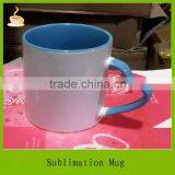 Inner Color Outer White Heat Press Transfer Sublimation Coated Mug Heart Handle thumbnail-1
