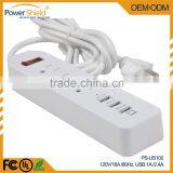 USA USB Power Extension 3 Ways Socket + 3 USB Ports Outlet With Surge Protector 120V 16A With UL FCC Approved