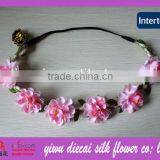 Fabric Flower Leaf Wreath Metal Wire String Braid Headband thumbnail-1