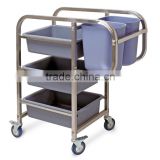 Multi Purpose, Multifunction Dish Clearing Trolley, Square Tube, Cleaning Trolley Dining Cart for Dishes Cups Collectin (MTS-03)
