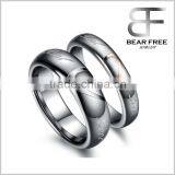 Matching Mens & Womens Heart Shape Tungsten Carbide "Real Love" Promise Ring Set Couples Engagement Wedding Bands thumbnail-1