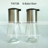 Clear glass oil bottle with stainless steel lid (TW738)