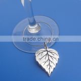 customized vivid leaf shape metal wine charms
