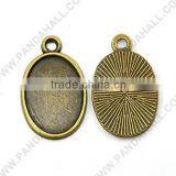 Antique Oval Blank Pendant Cabochon Settings, Jewelry Settings Without Stones(TIBEP-K038-25mm-AB-NF) thumbnail-1