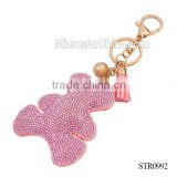 Wholesale 2016 IN STOCK Fashion Bear personalized beaded crystal tassel bag Keychain                        
                                                Quality Choice