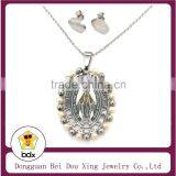 Handmade Stainless Steel Catholic Souvenir Gift Fashion Religious Our Lady Of Virign Mary Pray For Us Medals Pendant Necklace thumbnail-1