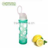 Fancy Borosilicate Glass Water Bottle With Silicone Sleeve and BPA Free Fruit Infuser and Lid thumbnail-5