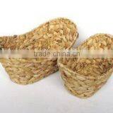 Boat Shape Hand Woven Water Hyacinth Storage Basket thumbnail-1