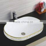 Artistic Flower Painted Stylish Hand Wash Oval Shaped Wash Basin thumbnail-4