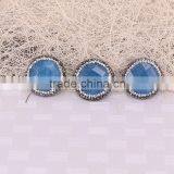 Paved Zircon Agate Druzy Stone Beads, Gem Stone Charm Light Blue Round Faceted Agate Connector Beads For Jewelry Making thumbnail-4