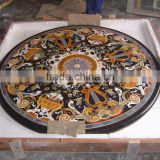 Black Pietra Dura Marble Inlay Dining Table Top, Marble Inlay Table Tops