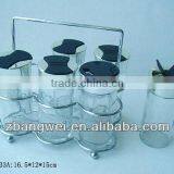 6pcs Glass Spice Jar With Metal Rack