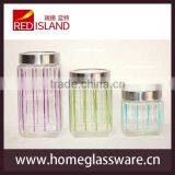 Hand Painting Square Glass Jar With Window Lid, Glass Storage Jar, Canister Set