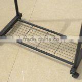 Double Adjustable Telescopic Rolling Clothing Rack With Shoes Storage Shelf thumbnail-4