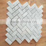 Carrara White Marble Herringbone Mosaic Tile Bianco Carrara Herringbone Tile thumbnail-3