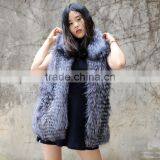 CX-G-B-61 Women Waistcoats Zipper Fur Vest Without Hood Real Fox Fur Vest thumbnail-5
