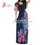 Women V-neck Cap Sleeve Empire Waist Over Sized Maxi Casual Beach Dress thumbnail-1