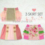 Wholesale Children's Boutique Clothing Girls Cotton Skirt Lace Trim Button Design thumbnail-2