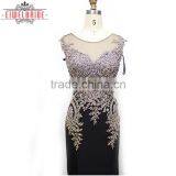 Long Floor-length Black Lace Beaded Bridal Dress thumbnail-3