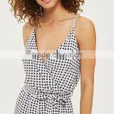 White Cut Away Slit Back Plaid Print Romper Playsuit thumbnail-2