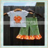 2017 Holiday Products Wholesale Child Clothes Baby Cotton Material Pumpkin Embroidery Designes Halloween Boutique Outfit thumbnail-1