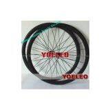 700C Carbon Wheels Clincher 38MM Black Spokes Black Hubs 3K Glossy thumbnail-1