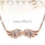 316 Titanium Stainless Steel Angel Wing Pendant Choker Chain Necklace Shiny Crystals Wing Fashion Jewelry thumbnail-1