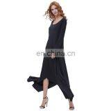 Kate Kasin Womens Casual Loose Long Sleeve Crew Neck Black Irregular Hem Dress KK000711-1 thumbnail-4