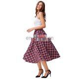 Kate Kasin Women's Vintage Fashion Grid Pattern Plaid A-Line Skirt KK000495-1 thumbnail-4