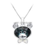 Fashionable New Top Quality Big Crystal Rhinestone Cute Bear Pendant Simple Slivery Chain Latest Design Necklace