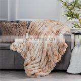 2020 Latest Tie Dyed Rabbit Hair Polyester Faux Fur Throws Spandex Receiving Blanket For Native American