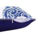 Chinese Style Blue and White Porcelain Design Polyester Canvas Outdoor Cushion Cover With White Piping and Invisible Zipper thumbnail-4