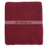 Wholesale High Quality Warm Knit Red Solid Color Throw Blanket