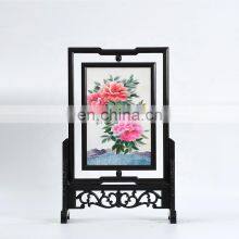 Chinese Style Craft Gift Square Screen Dual-faced Silk Embroidered Drawing Furnishing Ornaments With A Wooden Frame For Decoration thumbnail-3