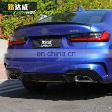 Carbon Black Square Hole Rear Diffuser for BMW 3 Series G20 2018+ MP Style Rear Bumper Lip thumbnail-4