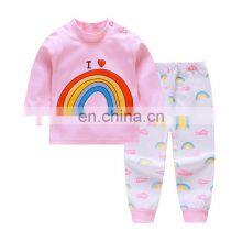 Wholesale Boys Pajamas Set Cartoon Print Long-sleeved O-collar Cute T-shirt With Pants for Girls Clothes thumbnail-5
